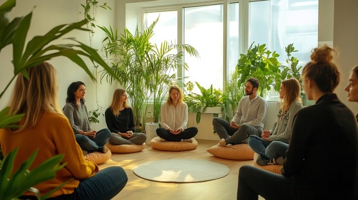 Group meditation session at our Bangalore meditation center