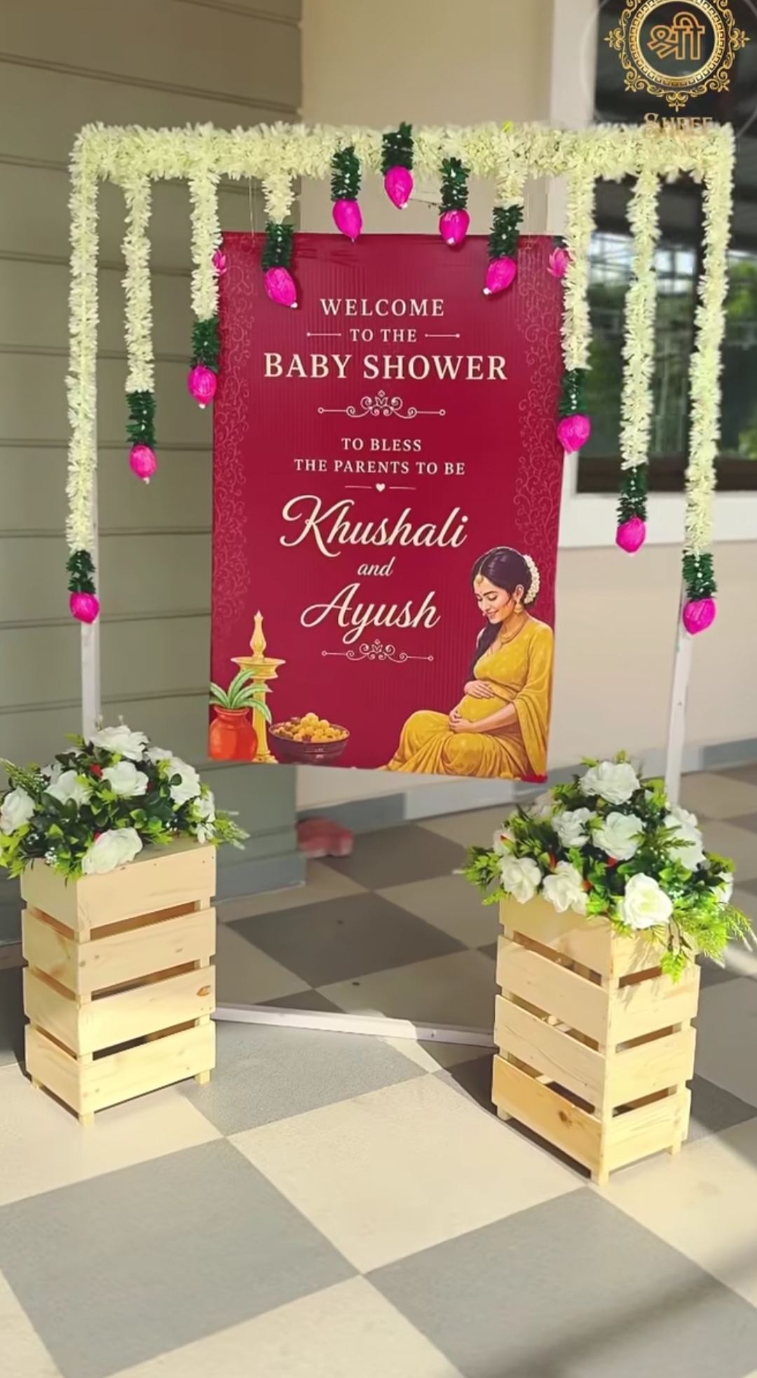 Pastel cloud-themed baby shower balloon decoration with plush toys in Ahmedabad