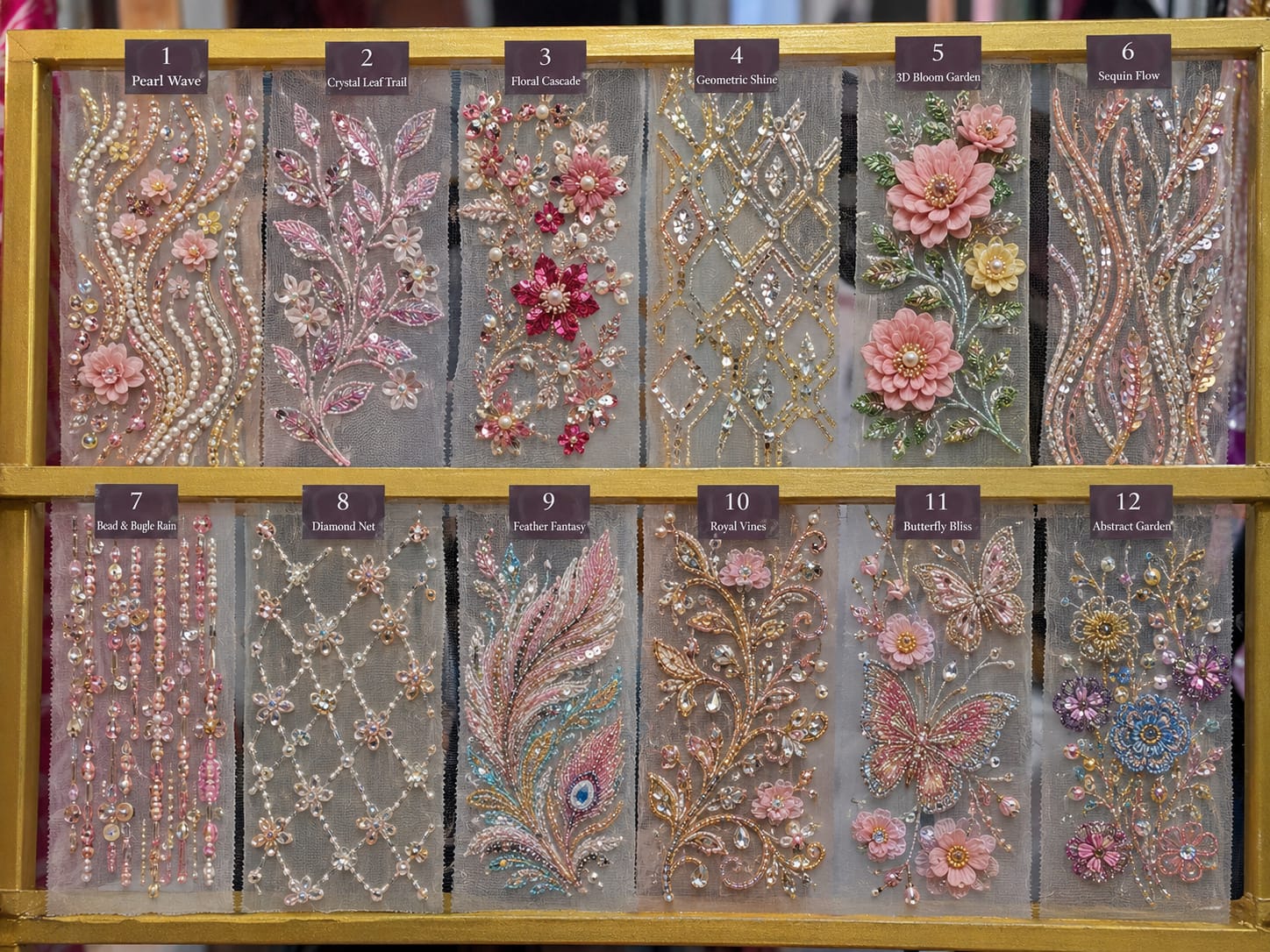 Hand embroidery pattern library, beaded fabric manufacturer Bareilly