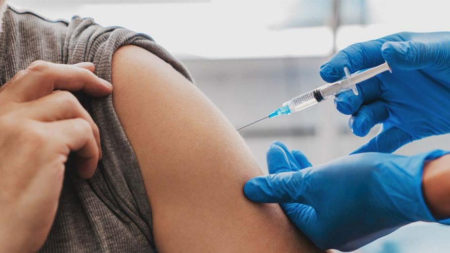 Child receiving a vaccination at Shishu Child Care Clinic, Andheri East, Mumbai