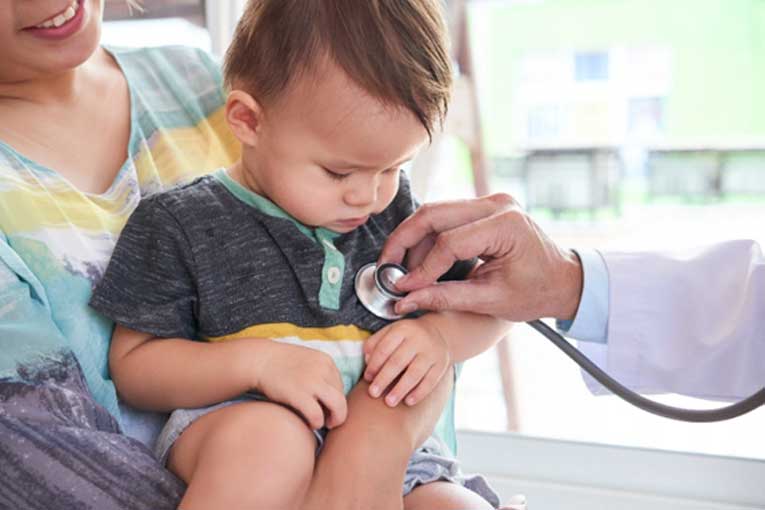 Paediatric consultation with a stethoscope at our child care clinic in Andheri East