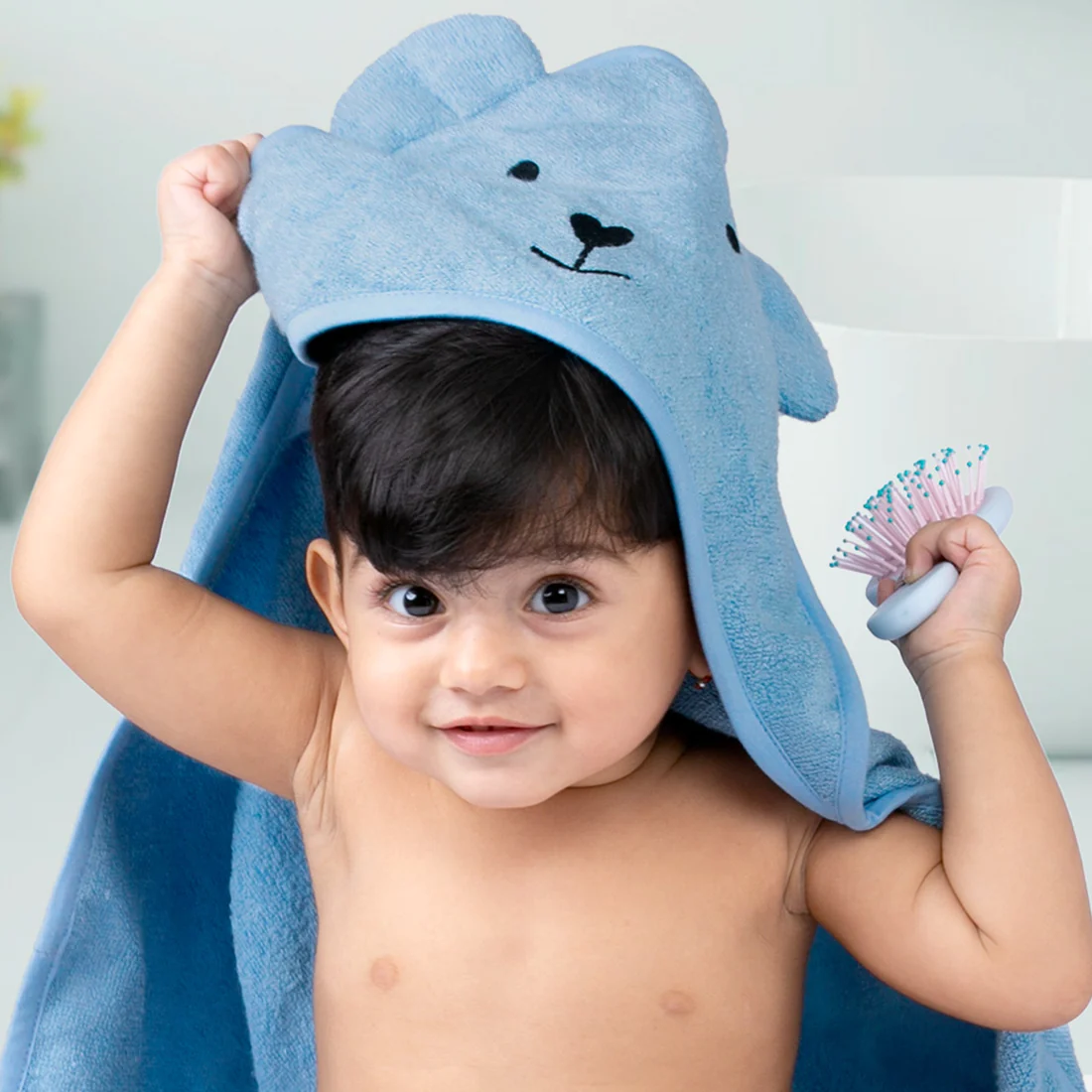 Assortment of organic bamboo towel baby products in Anantapur showroom packaging