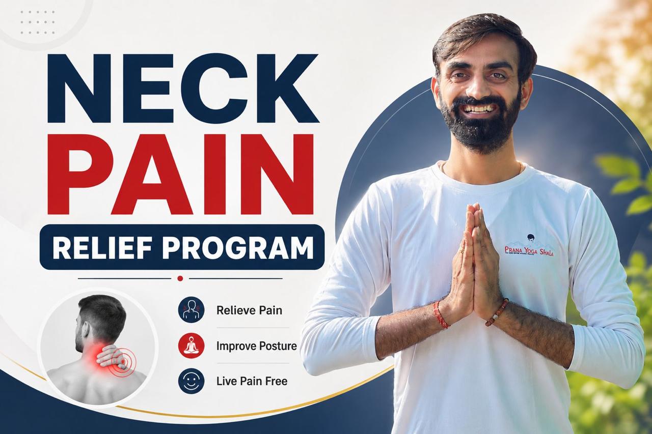 Neck pain relief yoga therapy program at Prana Yoga Shala Jodhpur - cervical pain treatment with expert yoga therapist