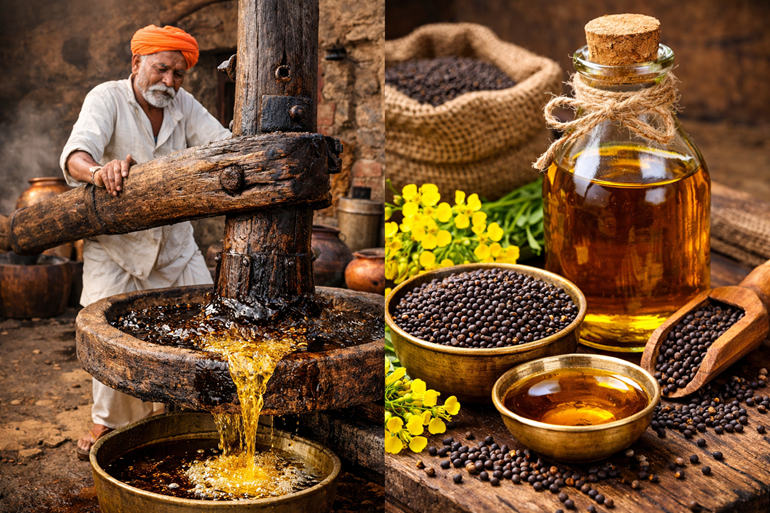Wood pressed oil extraction process at Satvik Naturals Ghansoli