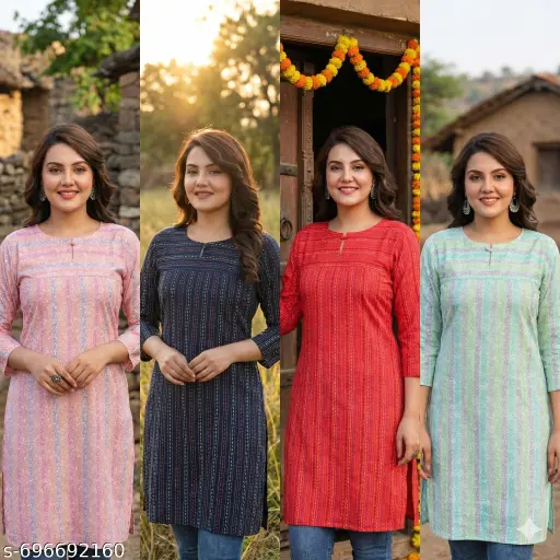 Everyday cotton short kurti in light fabric perfect for Noida weather