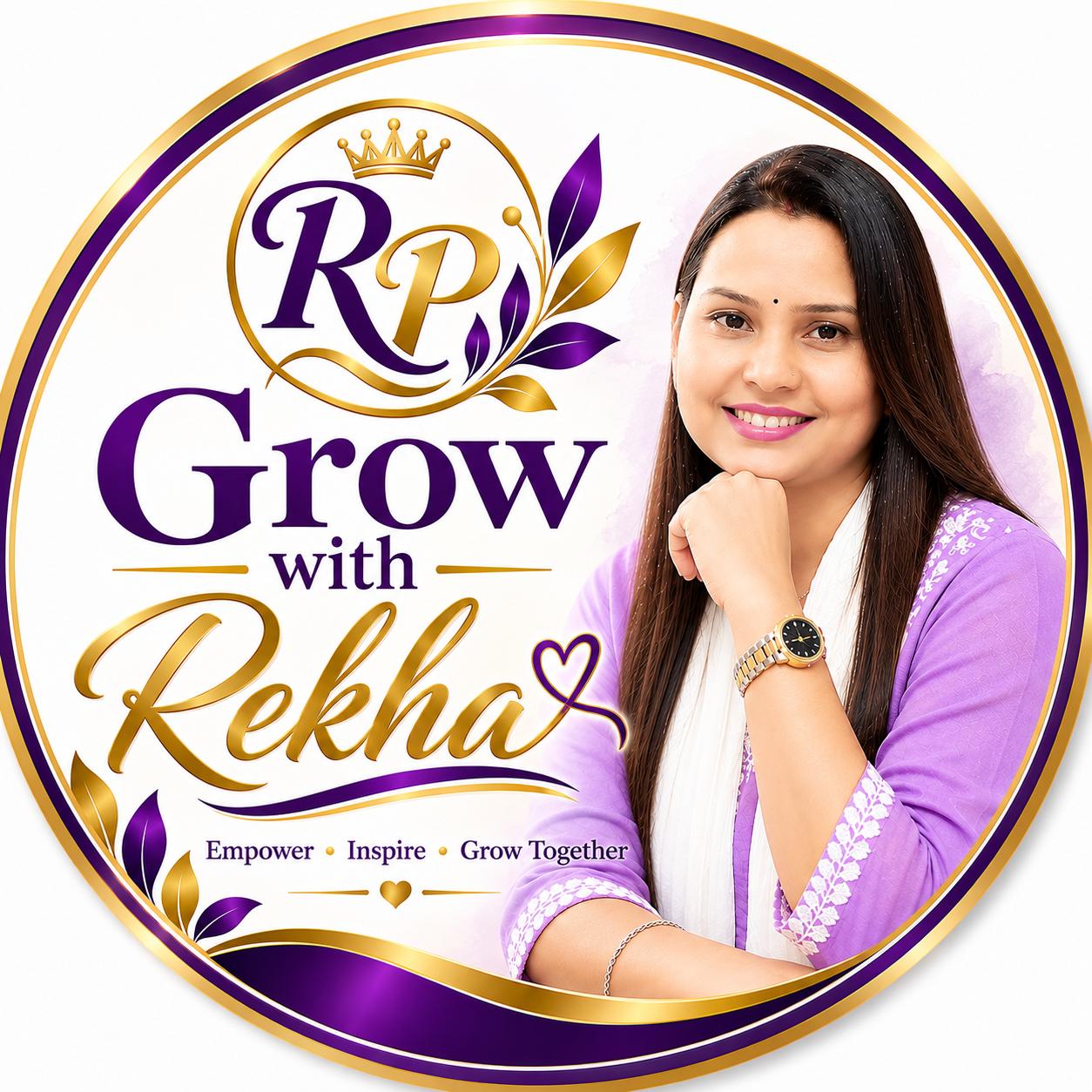 Grow With Rekha logo – GR monogram, empowering people to grow, earn and build their own identity