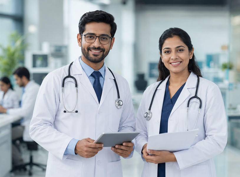 Medical research professional preparing a manuscript for medical journal publication at SILOMED India