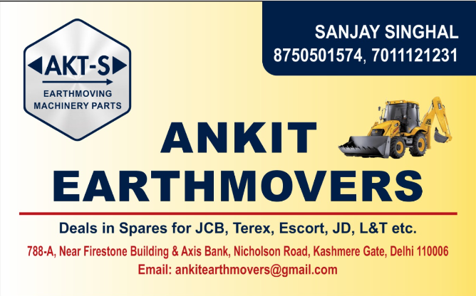 Ankit Earth Movers Business Card - AKT-S Earthmoving Machinery Parts Dealer Delhi