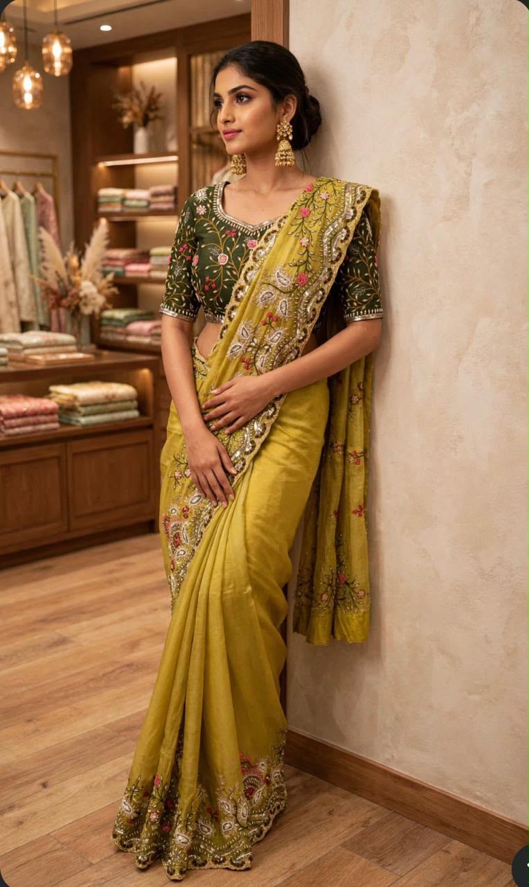 Satin Drape Saree Mumbai Shagun Boutique