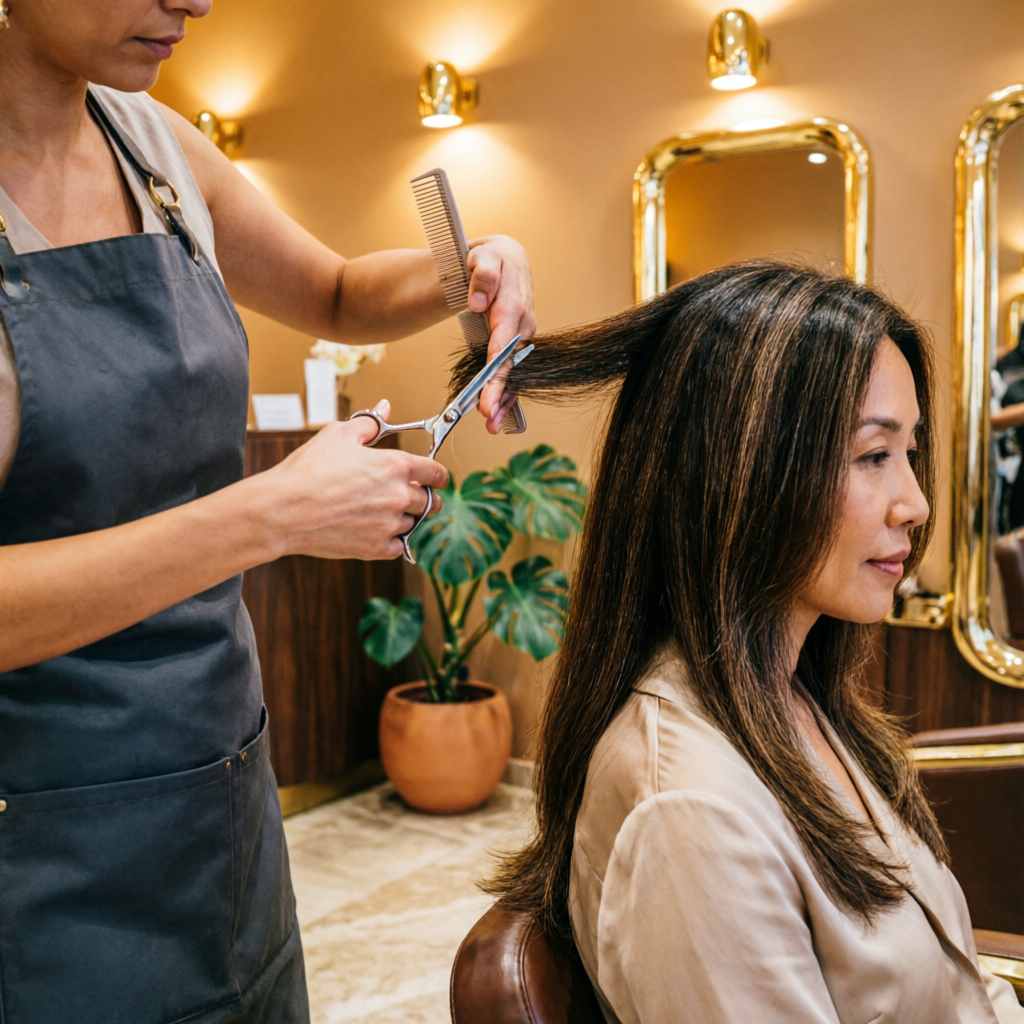 Professional hair cut and styling at the best hair salon in Ranjit Avenue