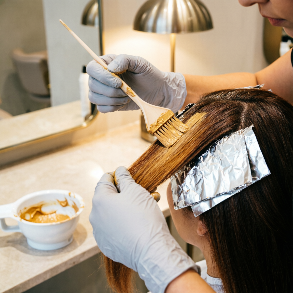 Caramel balayage hair colour service at RAWLS SALON