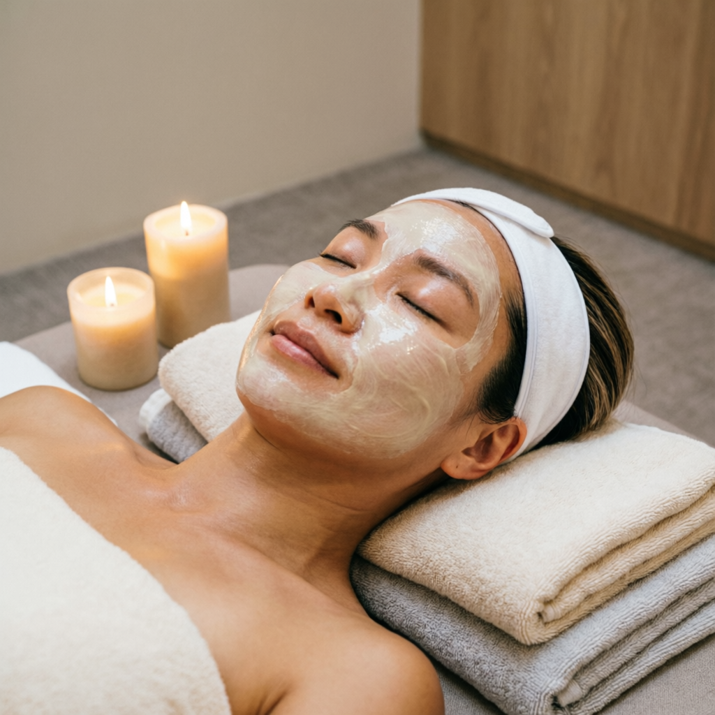 Relaxing facial treatment at our beauty parlour