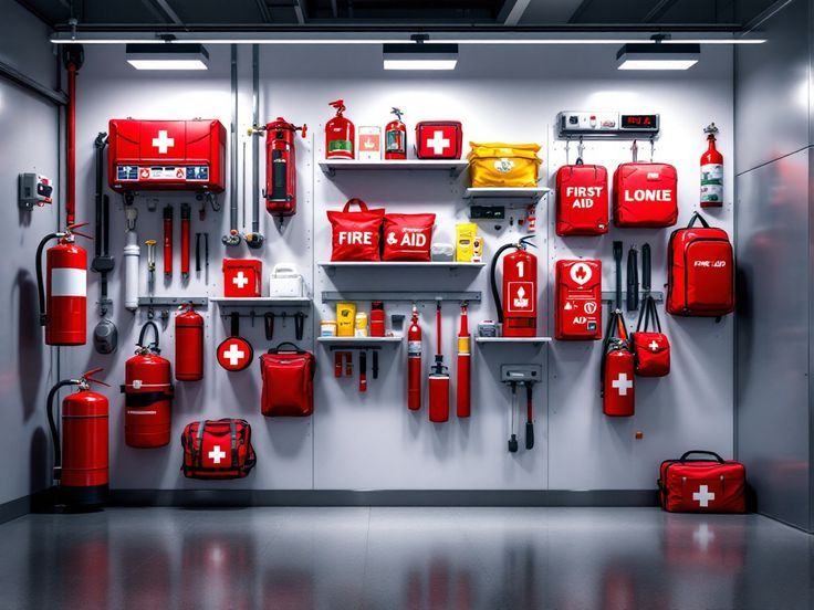 Red Fire Extinguisher mounted on a wall in Surat