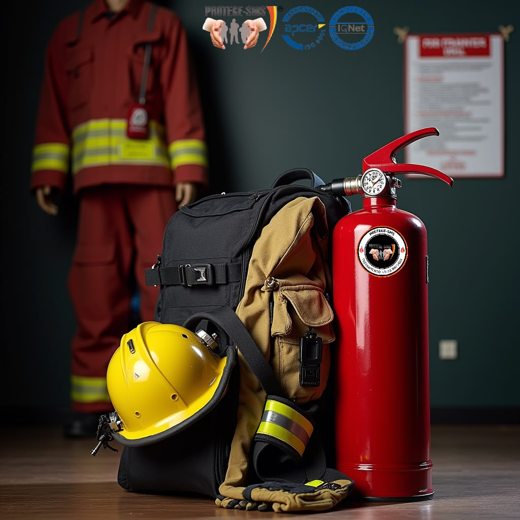 Firefighter inspecting industrial fire safety equipment in Surat
