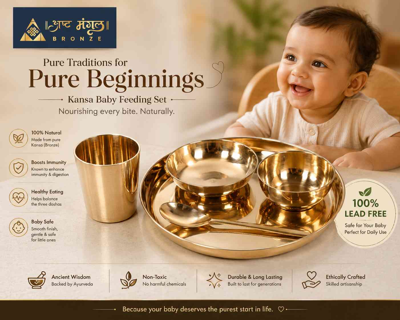Bronze Thali Sets - Traditional Handcrafted Kansa Thali Ahmedabad