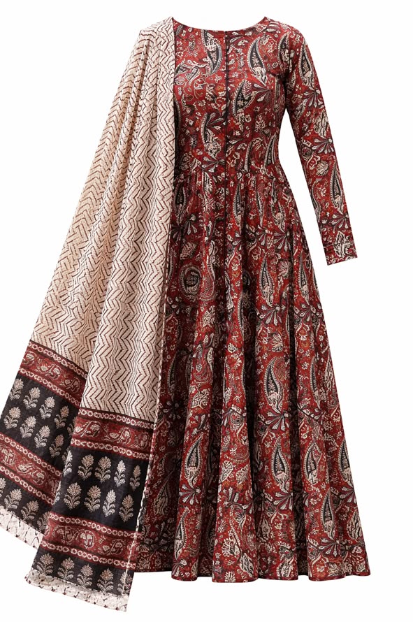 Hand painted Pattachitra Anarkali Kurti from Utkaliya Bhubaneswar Odisha