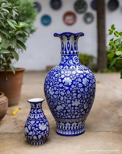 Jaipur Blue Pottery collection - plates, bowls, vases for B2B wholesale export from Mohali Punjab