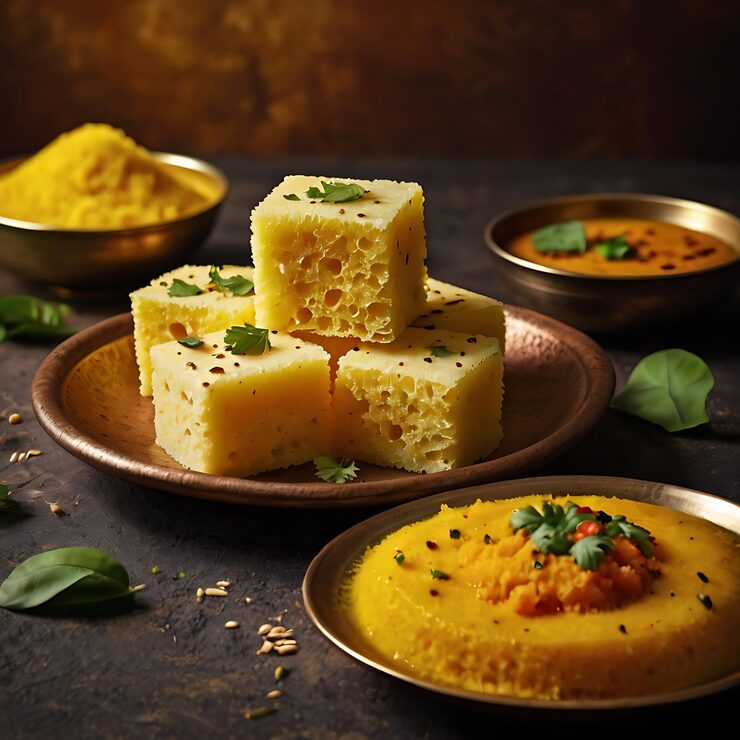 Khaman dhokla and Gujarati farsan at a pure veg restaurant in Hubli
