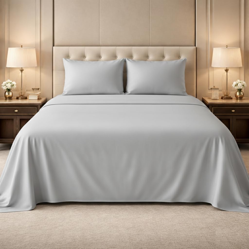 Hotel Textile Product 1 — crisp white hotel bedsheet and duvet set with plush pillows