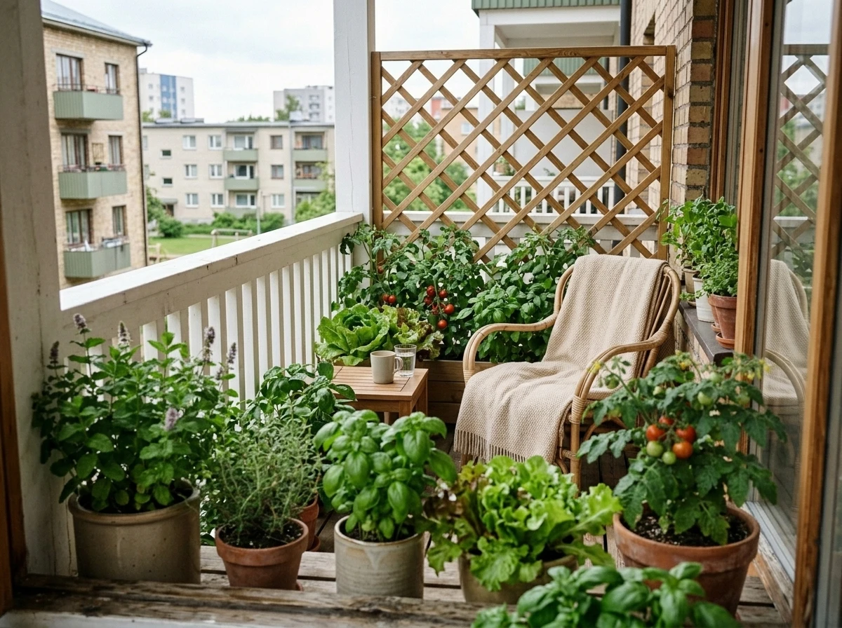 Balcony garden development with potted plants in Ujjain