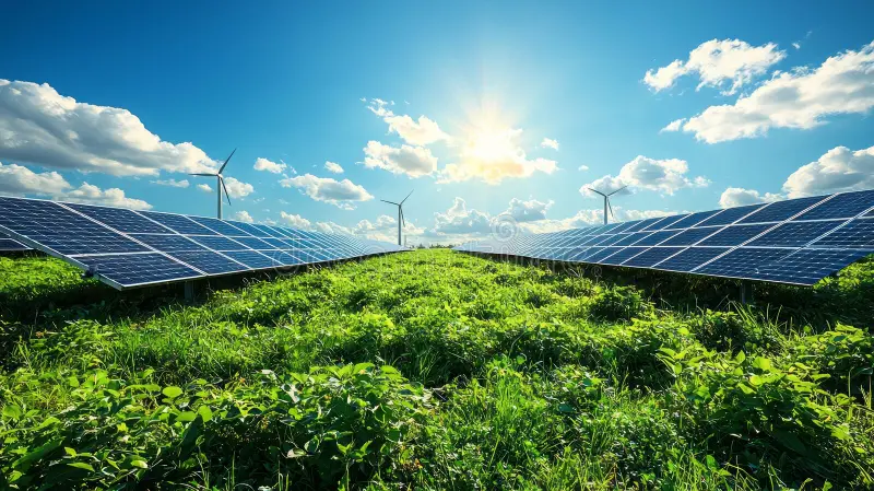 Solar Panels under Blue Sky
