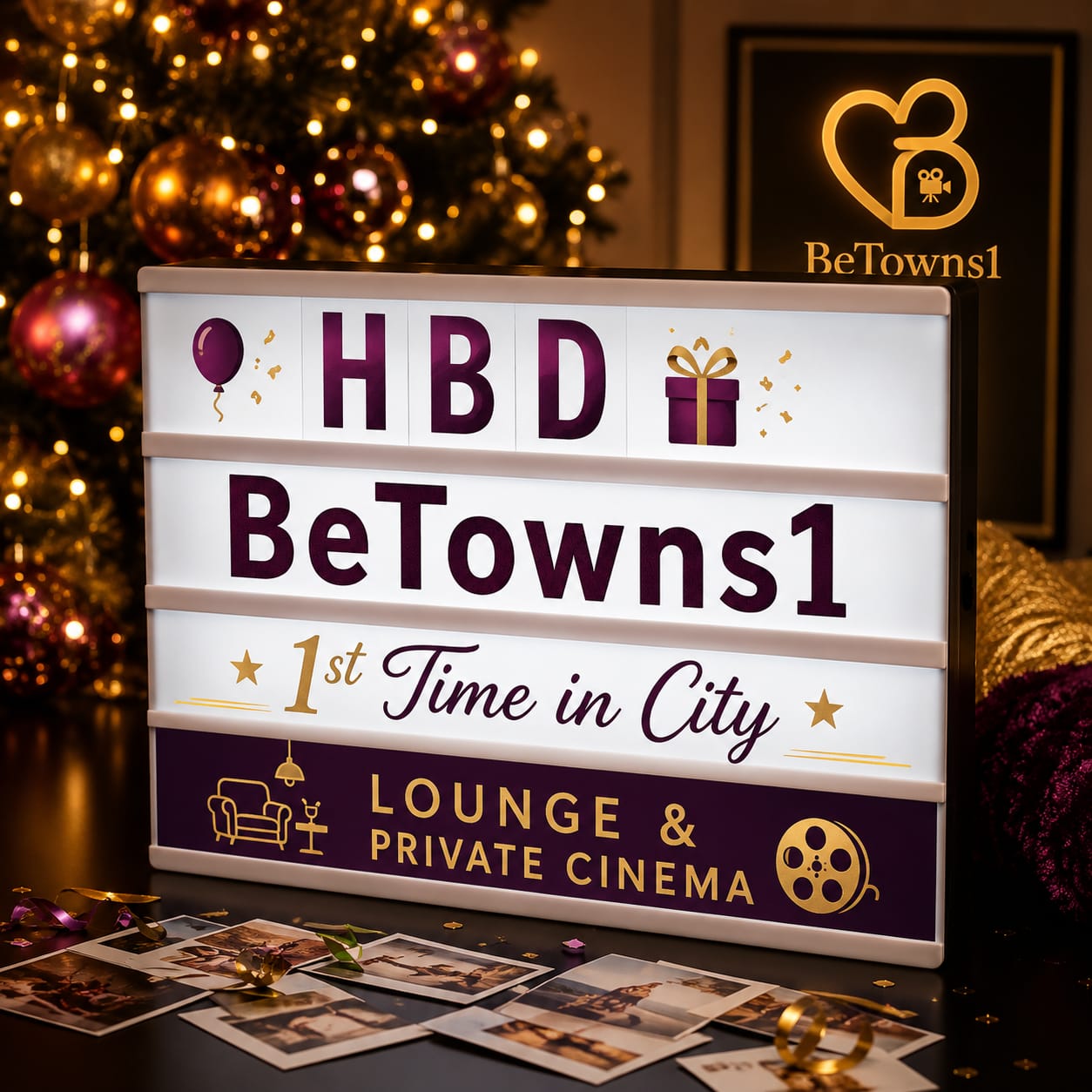 Private cinema screening room set up for a birthday celebration in Aurangabad