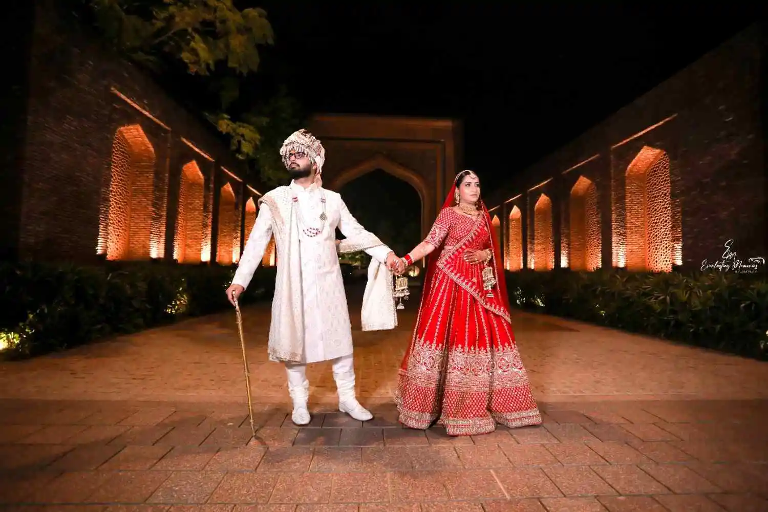 Couple at Night by Historical Building