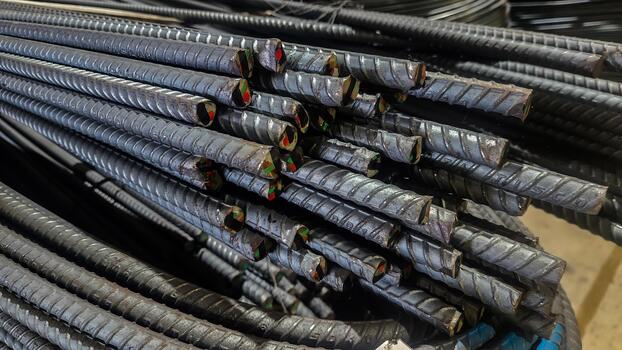 Bundled TMT steel rebars and sariya ready for delivery in Chandauli