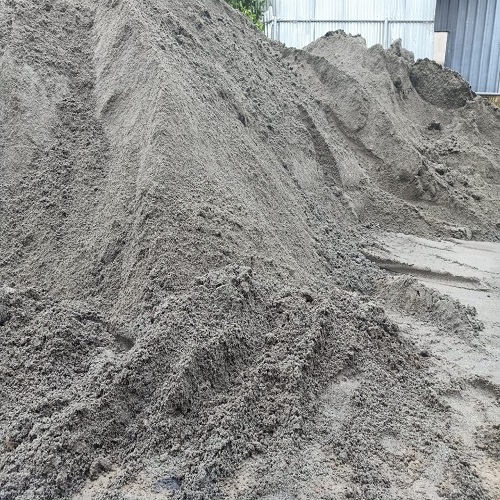 M-sand, sand piles and gitti crushed stone aggregates