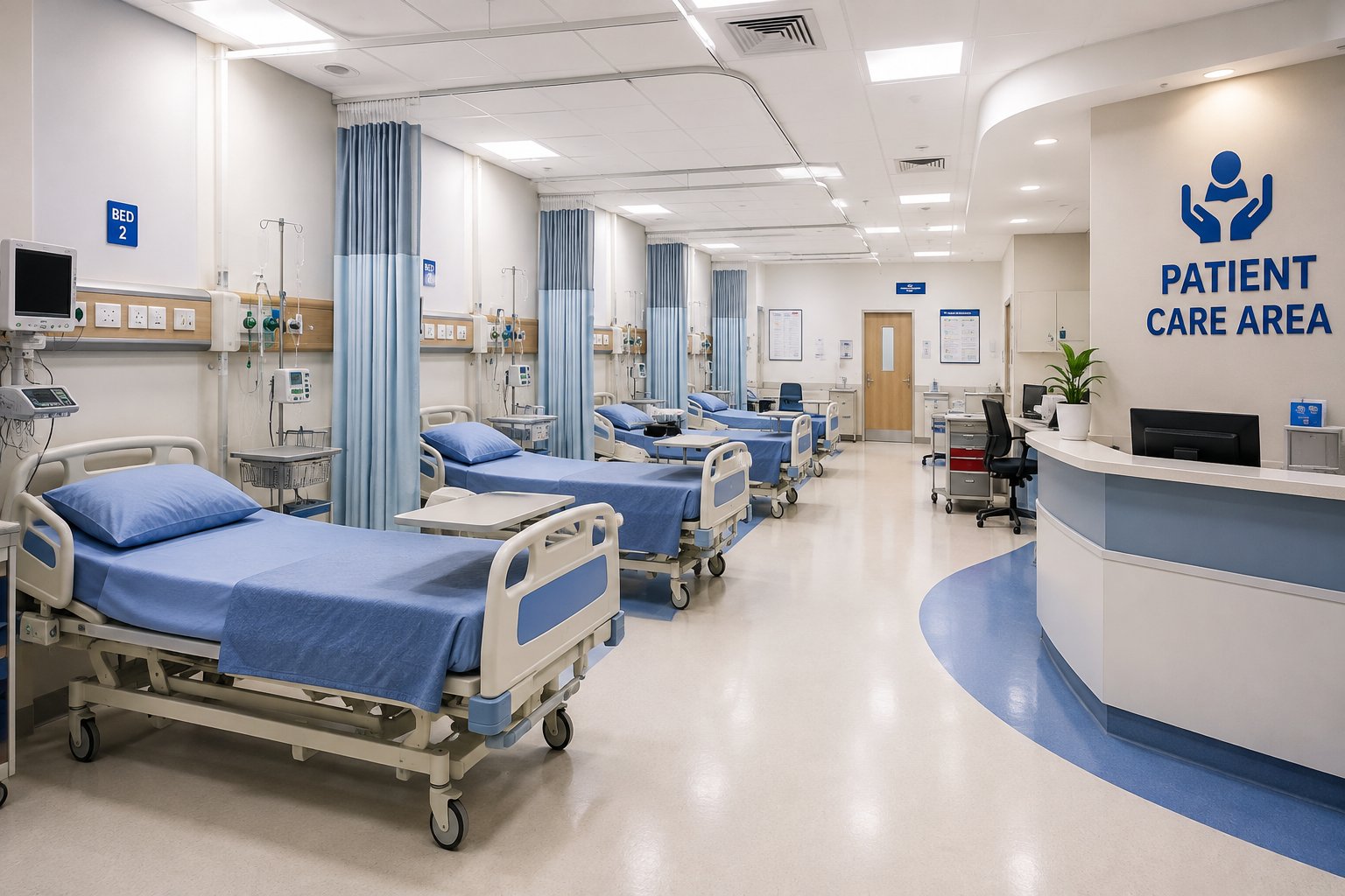 Hospital reception and patient care area at Arogyadhama Hospital Hadagalli