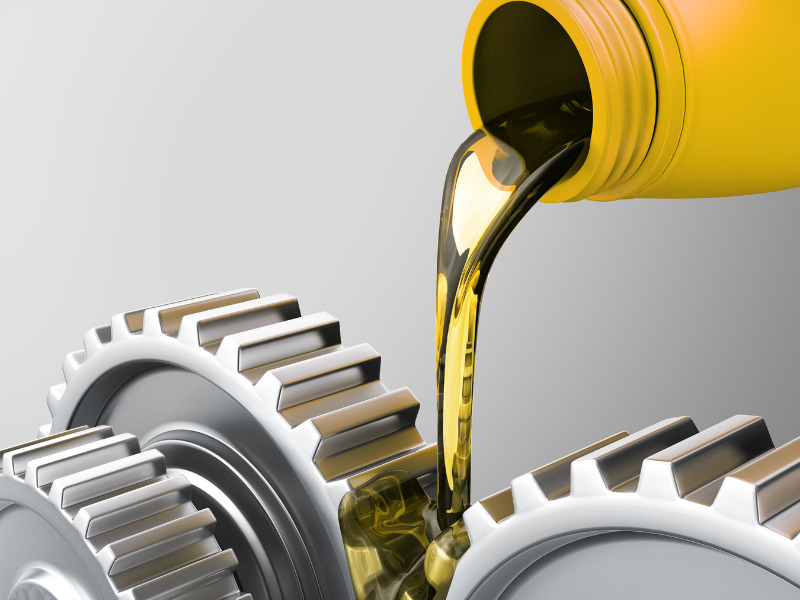 Store shelves with lubricants at Kiran Motor House, Bhavnagar